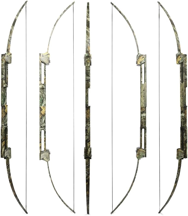 Portable Folding Bow - 58" 35lbs Recurve Bow, R/LH Compatible for Archery Hunting and Emergency Scenarios
