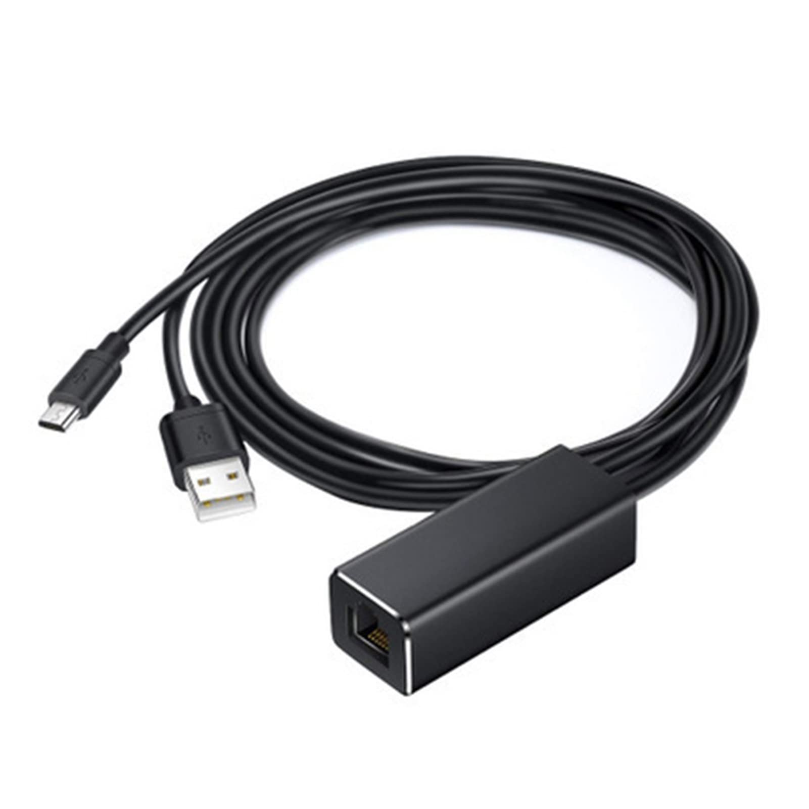 EVURU Nuevo 1m 3 en 1 Micro USB A Rj45 Adaptador Ethernet Compatible with el Fuego televisión Stick 480Mbps LAN Tarjeta de Red con USB Fuente de alimentación 100M Ethernet