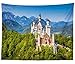 BELECO 7x5ft Fabric Famous Germany Neuschwanstein Castle Photography Backdrop Romanesque Revival Palace Scenic Mountain Forest Southwest Bavaria Background Oktoberfest Party Decorations Photo Props
