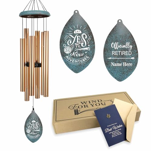 Image of ASTARIN Personalized Happy Retirement Wind Chimes, Tree of Life Retirement Wind Chimes Gifts for Women /Men Teacher Coworker 2025, Going Away Farewell Gifts, Deep Tone Larde Wind Chime