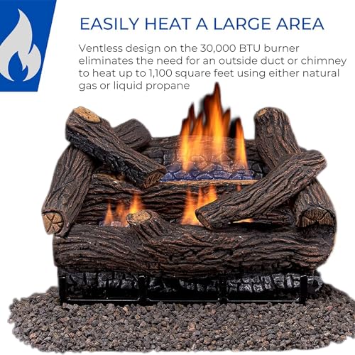 Duluth Forge 210048 Dls-18R-2 Dual Fuel Ventless Fireplace Logs Set With Remote Control, Use With Natural Gas Or Liquid Propane thumb #1