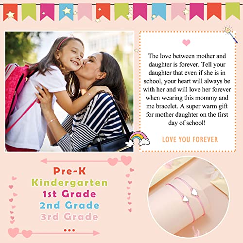 UNGENT THEM Back to School Mother Daughter Bracelets Matcing Heart Charm Wish Bracelets First day of School Gifts for Girls Boys2