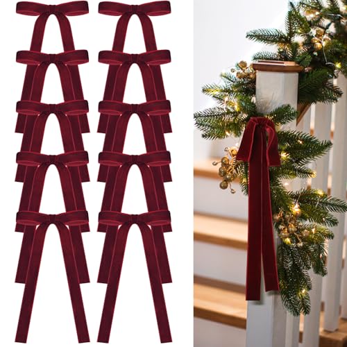 Glitinsel 24 Pcs Velvet Bows Christmas Tree Ornaments Vintage Velvet...