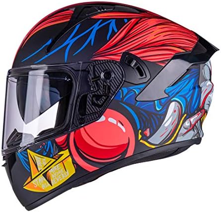 VCOROS X9 Full Face Motorcycle Helmet with Inner Sun Visor DOT Approved Motorbike Casco Moto Racing Helmet (Monster Clown, X-Large)