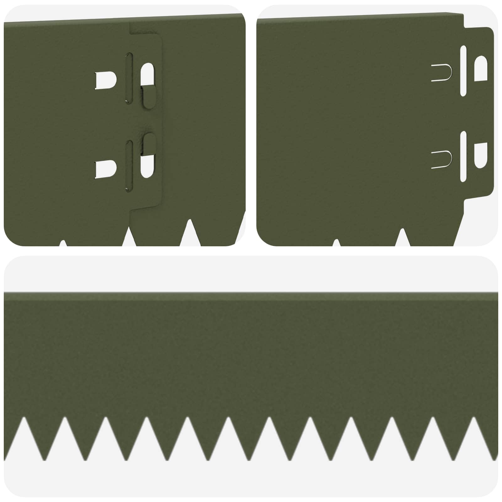 Lot de 20 bordures de pelouse - 103 x 10 cm - En acier - Vert olive - Bordure de pelouse pour jardin et chemins