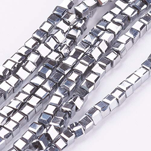 50 x Glass Beads Crystal Beads 2 x 2 mm Choice of Colours Bohemian Czech Glass Cut Beads (Silver), Gold,Silver,White