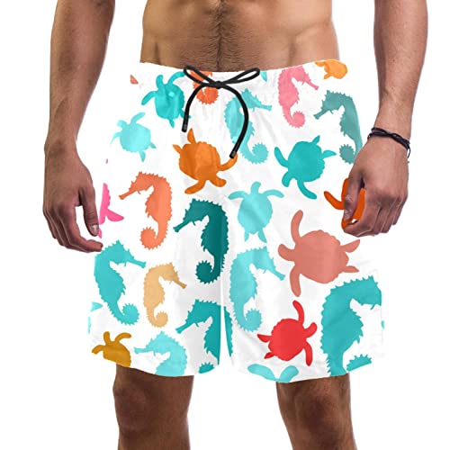 Maillots de bain pour hommes HadHfun à motif tortues et hippocampes