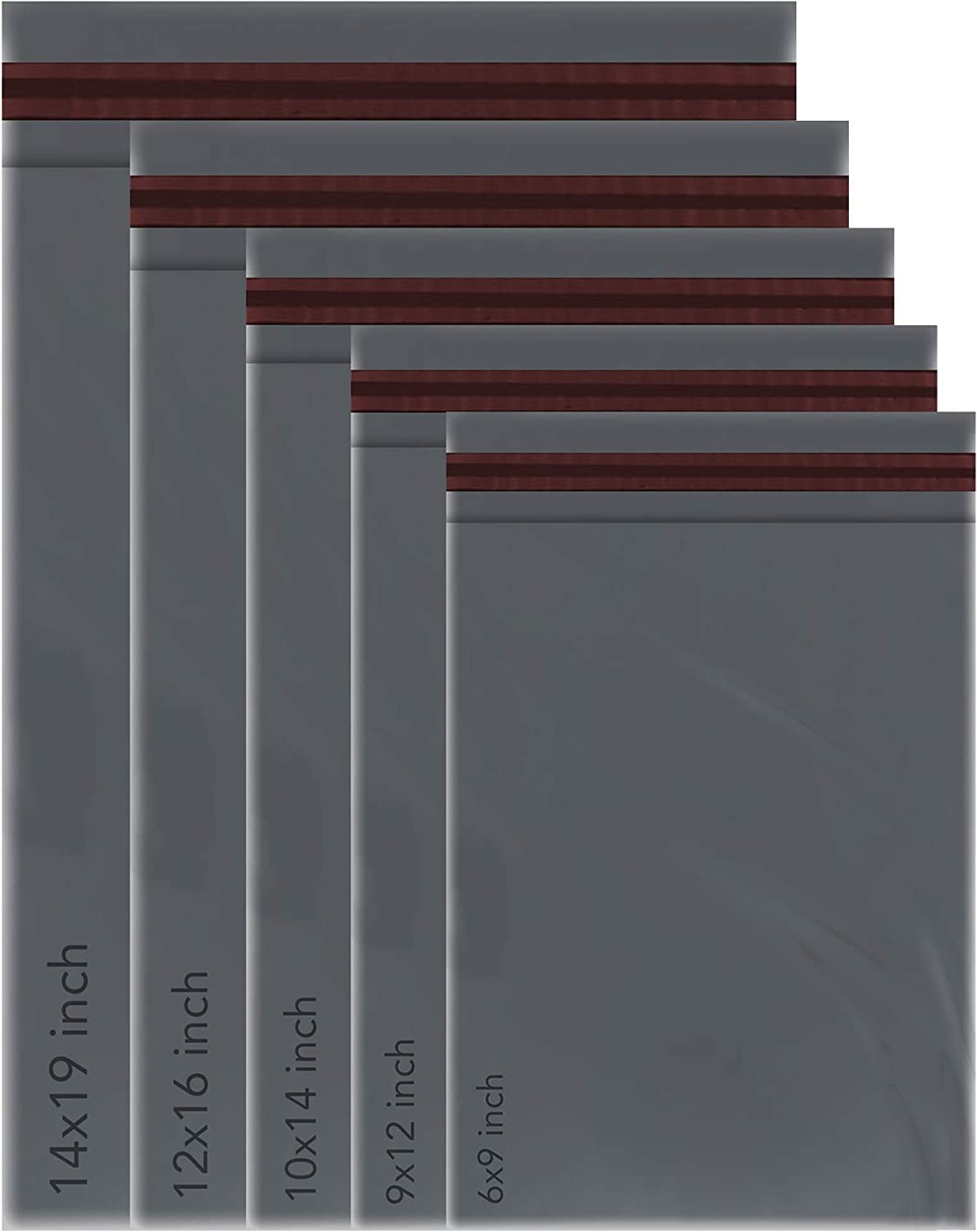 ezkart Mixed Size Self-Seal Mailer Bags Strong Polythene Posting Grey Mailing Bags with Multi Sizes Ideal for Delivery Documents, Post, Protect Documents from Water and Dirt (Grey, Mixed-100) — image 1