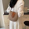 Wedhapy Sacs en paille pour femmes 20 x 23 cm sac à main décontracté en paille avec bandoulière en cuir réglable et fermeture éclair idéal pour la plage l'été et les sorties. #5