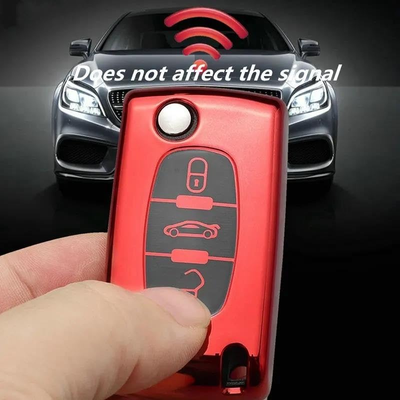 Étui coque de clé voiture TPU argent pour C2 C3 C4 C5 3 boutons - 5