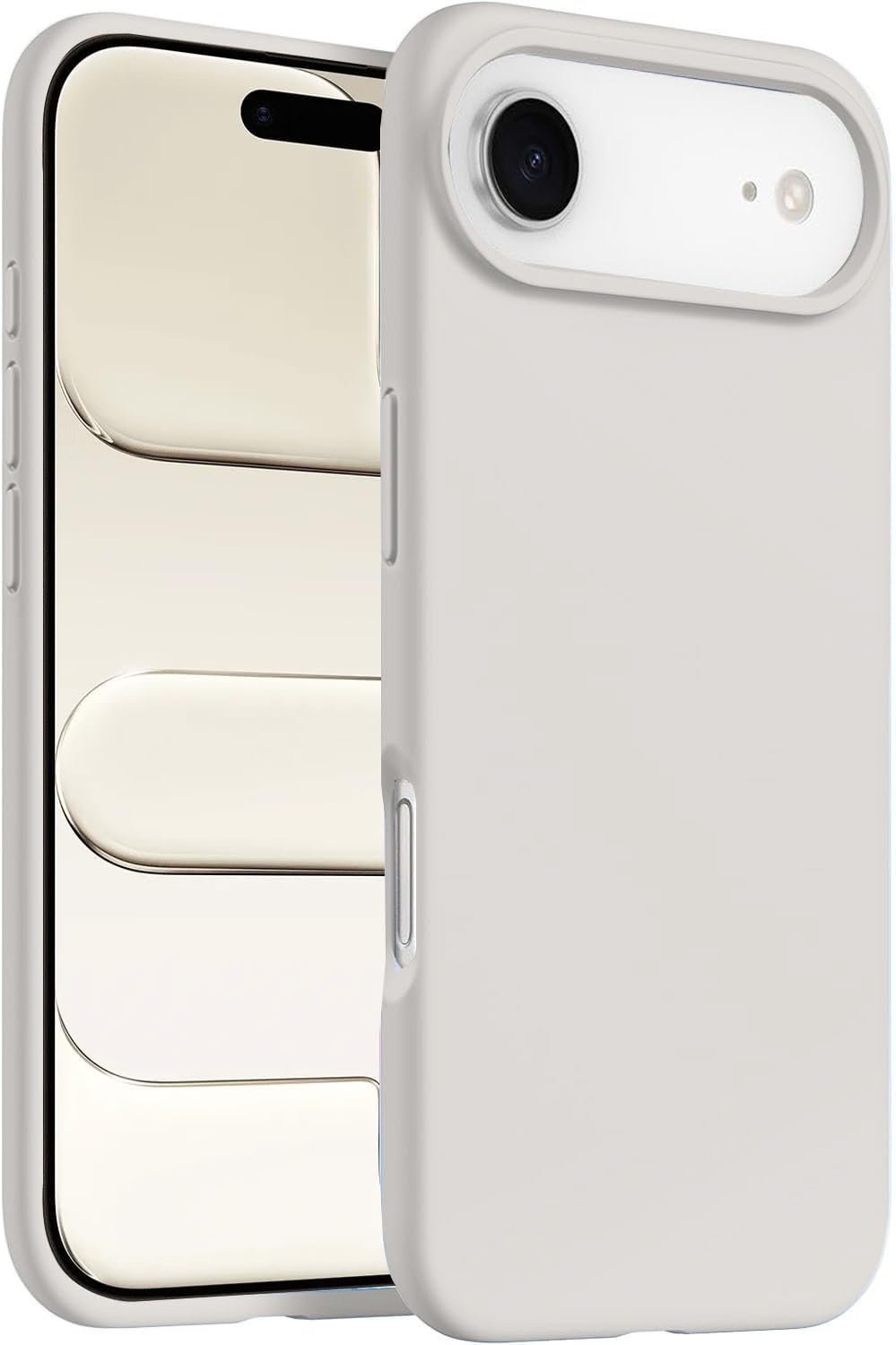 DIZORO Compatible with (iPhone 17 Air Case)(2025), Liquid Silicone 3 Layers Full Covered Soft Gel Rubber Phone Case,Shockproof Protective Cover with Anti-Scratch Microfiber Lining-Stone Grey
