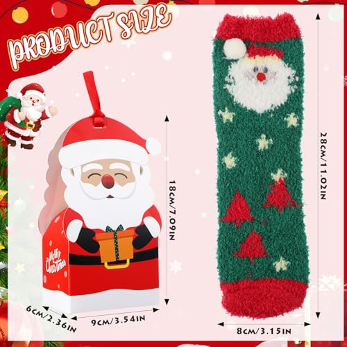 Image of Twistover 6 Pairs Christmas Fuzzy Socks Holiday Slipper Xmas Bed Socks with Gift Box for Holiday Adult Xmas Gifts