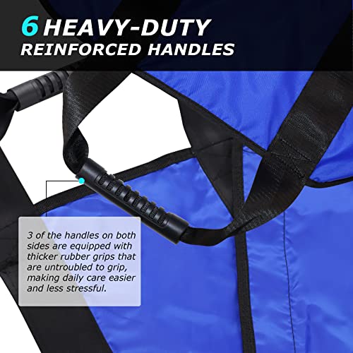 Yhk 58 * 40In Multipurpose Positioning Bed Pad，Waterproof Reusable Transfer Sheet For Lifting,Turning, Moving And Repositioning For Disable — Double Sided Nylon Fabric (Blue) #TOP4