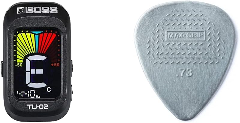 Guitarra con clip cromático, bajo y ukelele Afinador confiable y preciso a batería y nailon Dunlop 449P.73 Max-Grip® estándar, gris, 0,73 mm, paquete de 12 jugadores