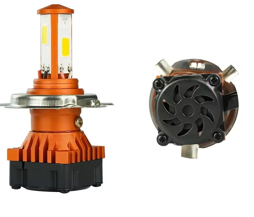 Image of H4 /9003 /HB2 LED Headlight Bulbs Front DC Power Led Headlight Bulb Universal For All Bikes, Motorcycle, Scooty 3 Side H4 LED Headlight with Cooling Fan Head lamp Conversion Kit (CYTGOLDEN )