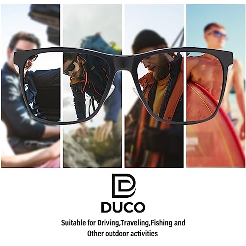 Image of DUCO Mens Sunglasses Polarized UV Protection Retro Rectangular Frame Sun Glasses for Driving Fishing 100% UV Blocking 3029H