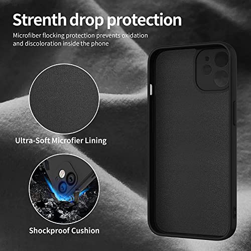 Image of DIZORO Microfiber Square Candy Case Compatible for iPhone 11, Shockproof Slim Back Cover Liquid Silicone Case (Black)