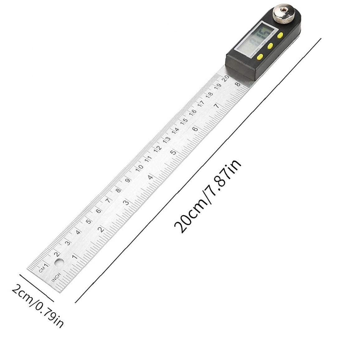 RJJ Finder de ángulo Digital Protractor de Acero Inoxidable 0-200mm for medición de carpintería