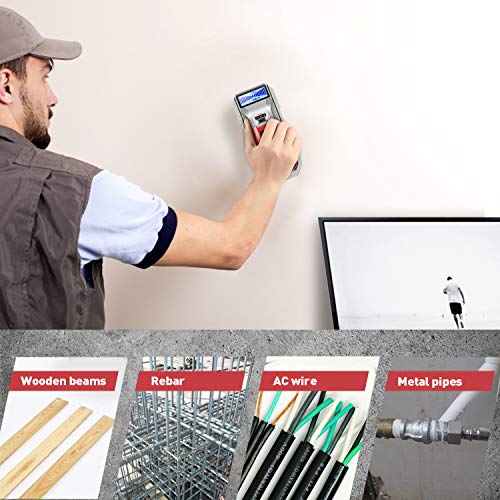 Stud Finder Wall Scanner - Electronic Stud Beam Finder Wall Detector Multi Functions Deep Scan Sensor Center Locator with LCD Display for Wood Metal Studs AC Wire Accurate Detection