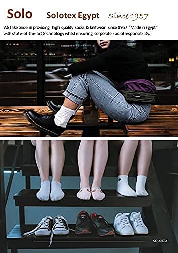 Image of SOLO Cotton Rich, No show socks, Low Cut Liner Non Slip. Made in Egypt (OEKO-TEX Certified)., Medium-Large