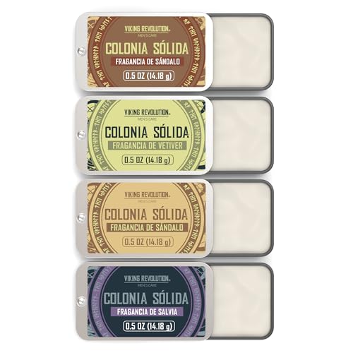 Viking Revolution - Colonia Hombre - Perfume Sólido Hombre con Madera de Cedro, Salvia Esclarea, Vetiver, Sándalo - Regalo Hombre - Paquete de 4 x 14 g