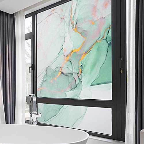 J4U 3D Marble Grain Window Privacy Film No Glue Static Window Cling Decorative Glass Sticker Frosted Window Decals for Home/Office17.7"x31.5"(45x80cm)