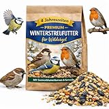 4 Jahreszeiten Premium Winterstreufutter für Wildvögel, Vogelfutter Mischung mit Sonnenblumenkernen und Getreide für Blaumeise, Spatz, Rotkehlchen Streufutter Wildvogelfutter