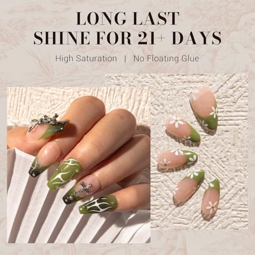 Image of MelodySusie Green Gel Nail Polish,0.5fl oz Nails Soak Off UV LED Oliver Green Gel Polish Gift for Women Nail Art Manicure Salon DIY Nail Design Decoration at Home-603-A2303