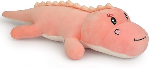 MIAOHAHA Almohada de peluche de dinosaurio de 39.4in de largo, juguete de peluche de dinosaurio, regalo para niños y niñas (rosa, 39.4 pulgadas)