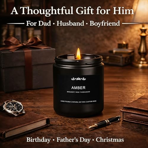 Image of Candle Set for Men, 6 Pack Soy Wax Scented Candles Manly Gift Set, 300H Long Lasting Home Fragrance with Masculine Scents, Gift for Dad, Husband or Boyfriend