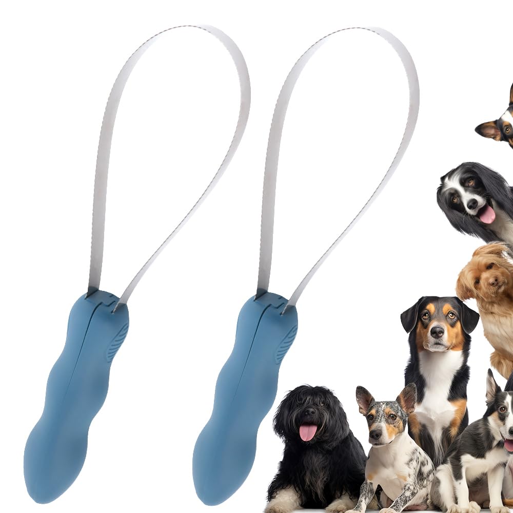 TWZKXC 2-Pack Dual-Sided Pet Grooming Blade Shedding Brush - Stainless Steel for Dogs Cats Horses Short Long Hair Removal Tool