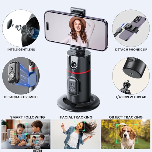 Image of WeCool 360 Rotational Ai Powered Auto Face Tracking Tripod with Remote,Palm Gesture Control for Vlog,Streaming & Video Recording