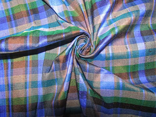 Tissu soie Dupion multi plaid de 137 cm idéal pour rideaux et décoration