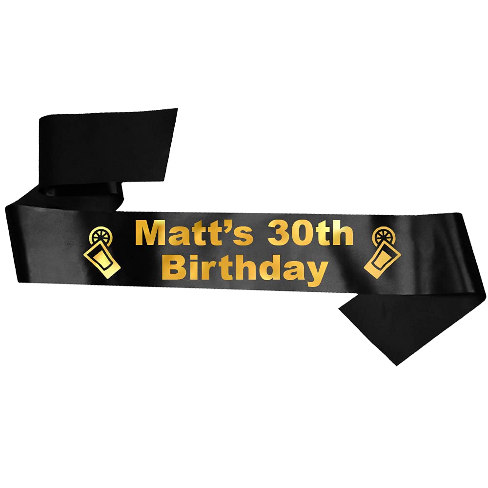 My Pretty Little Gifts Black Personalised Birthday Sash - Belated Night Out Party - Any Colour Sash - Add Your Name And Age - Rose Gold Text Available! - Prime