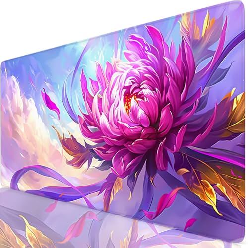 Tapis de Souris XXL 120x60cm, Rose Tapis de Souris Gaming, sous Main Bureau Gaming Nuage Mouse Pad avec Coutures sur Les Bords, Antidérapant Mouse Pad Accessoire Bureau pour Gamer,Maison,Cadeau Z6-46