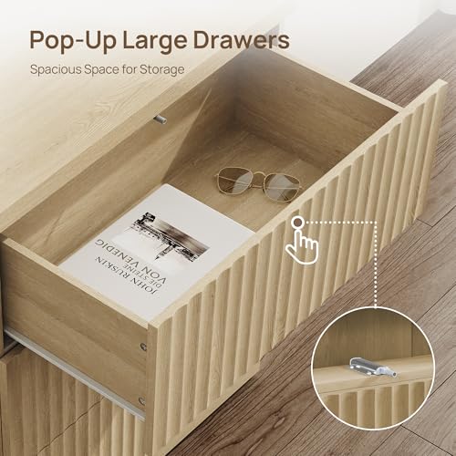 Image of SICOTAS Fluted Buffet Cabinet with Storage, Modern Sideboard Credenza with Larger Drawers, Mid Century Coffee Bar Table Media Console Accent Table for Dining Room Kitchen Hallway (3 PCS)