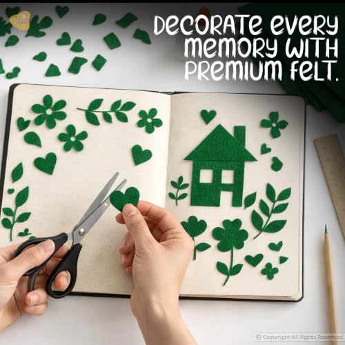 Image of Lakeer A4 Felt Sheets for Craft, Pack of 10, Dark Green, 1mm Thickness, 29.7 x 21 cm, Stiff Felt Fabric for DIY Sewing, Embroidery, Patchwork and School Projects
