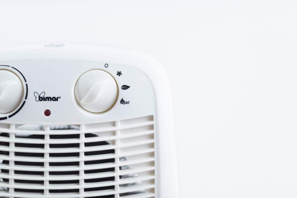 bimar HF195 Stufa elettrica Termoventilatore Elettrico da 2000W a Basso Consumo con Termostato Regolabile e Oscillazione Destra Sinistra, Corpo in Plastica con Maniglia Integrata