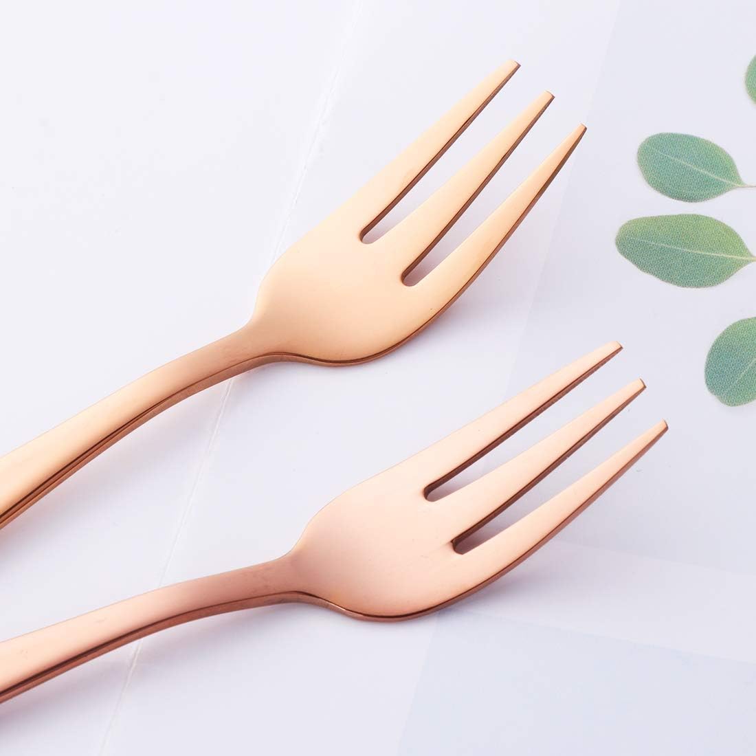 Buyer Star Appetizers Desert Forks, 18/10 Stainless Steel 3-tine Cocktail Mini Salad Fruit Fork Sets of 6, 5.5 Inch