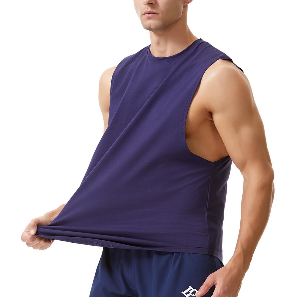 Camiseta sin Mangas de algodón para Hombre, para Entrenamiento, Atletismo, Gimnasio, musculación, musculación, Cortes