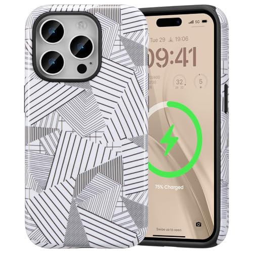 Coque iPhone 16 Pro Max Magsafe noire aimantée coque magnétique au design irrégulier élégant
