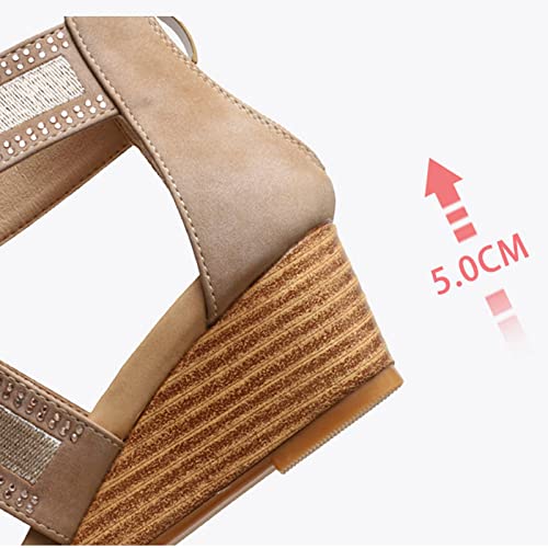 Sandals Summer Slope Heel Sandals Women's Comfortable Thick Sole Waterproof Sandals Sandal(C,41)4