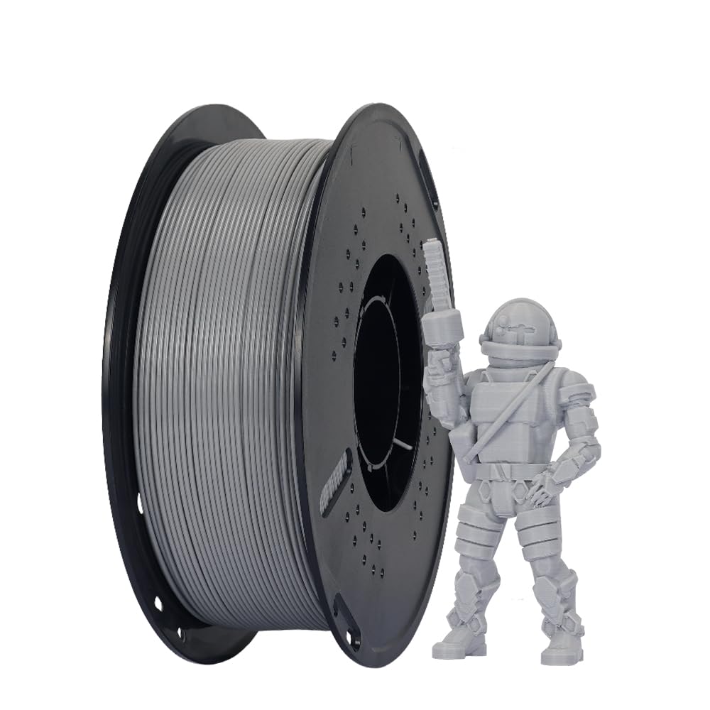Filamento di stampa 3D PETG ad alta velocità 1,75 mm, 1 kg (2,2 libbre) di bobina, ± 0,02 mm di precisione, nero, per la maggior parte delle stampanti 3D FDM, per hobbisti, (Grigio)