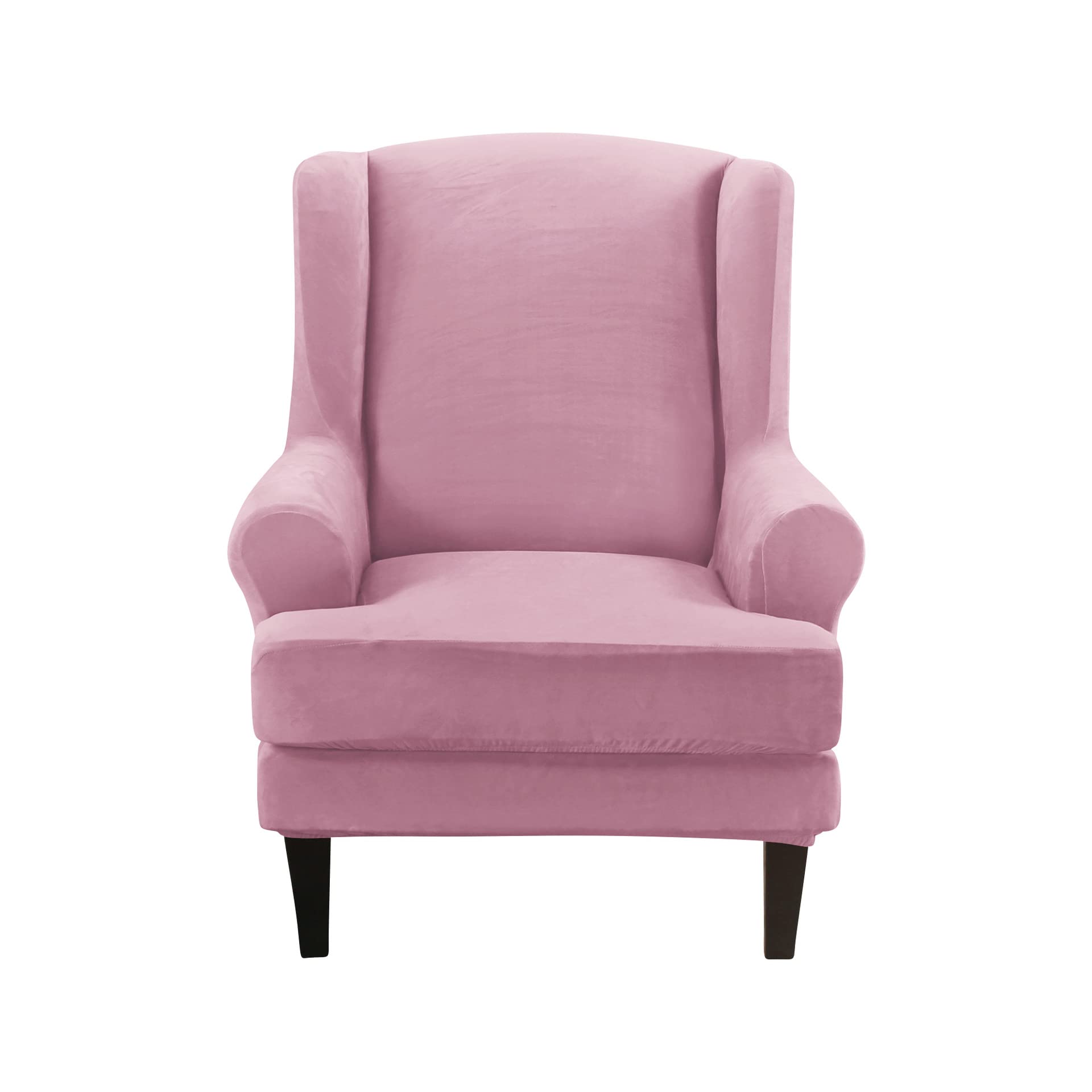 Housse de canapé et chaise à oreilles en velours rose lavable avec housse de coussin salon