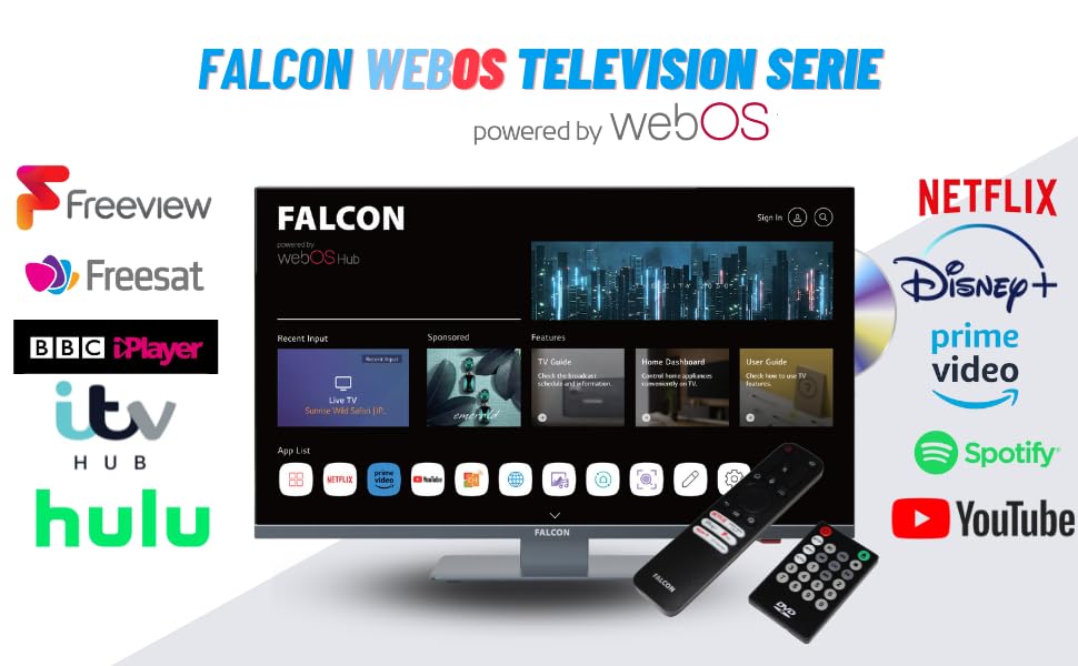 Falcon WebOS Smart FHD Camping-TV und mobiler Booster-Internet-Router ist eine kombinierte Lösung mit Freeview Play, Netflix, Prime Video, Disney+, YouTube und mehr (27” WebOS SMART Combo Bundle) – Bild 5