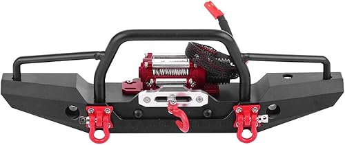 Parachoques delantero RC, parachoques delantero de aleación de aluminio con cabrestante para -4 piezas de actualización RC Car Crawler, metal pesado