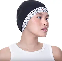 Touca Nero Com Barra Estampada Alisa e Conserva Penteado Reduz volume Anti Frizz (Preto)