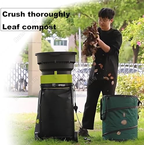 Upgraded 2500W Electric Leaf Mulcher Shredder - 8000 RPM Garden Cleanup Tool with Wheels, Storage Bag & Adjustable Cutting Size - Perfect for Composting All Leaves, 60m Power Cord