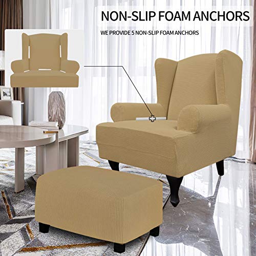 Image of Easy-Going Stretch Large Wingback Chair Sofa Slipcover Golden