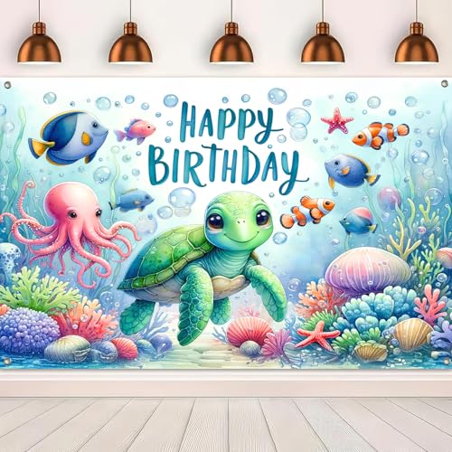 Image of HOMETITUTE Happy Birthday Banner Decrations 84x60 Inch